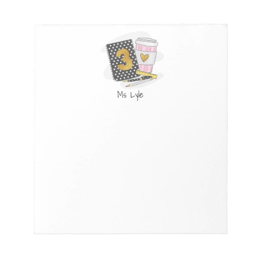 Aangepaste zwarte derde klas leraar waardering notitieblok (Voorkant)