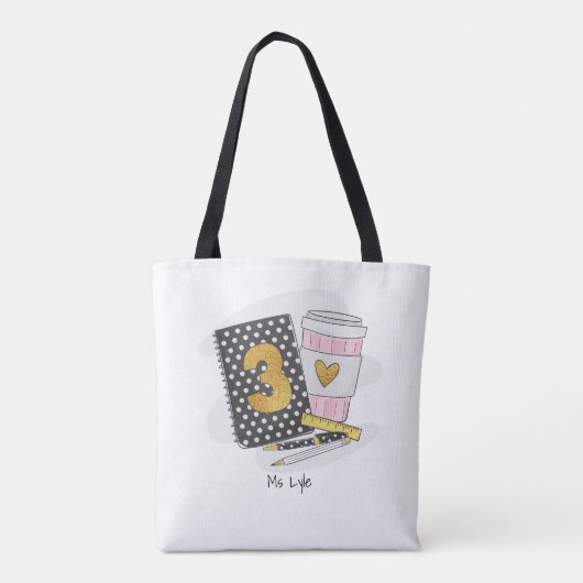 Aangepaste zwarte derde klas leraar waardering tote bag (Achterkant)