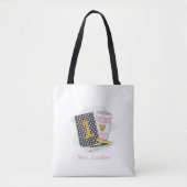 Aangepaste zwarte eerste klas leraar waardering tote bag (Voorkant)