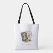Aangepaste zwarte eerste klas leraar waardering tote bag (Achterkant)