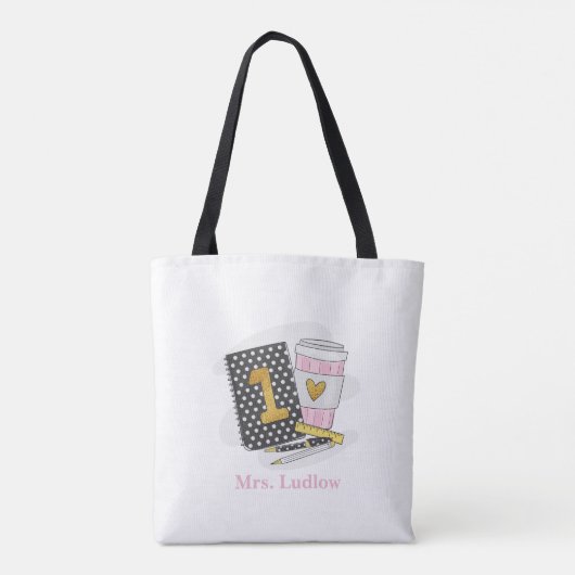 Aangepaste zwarte eerste klas leraar waardering tote bag (Achterkant)