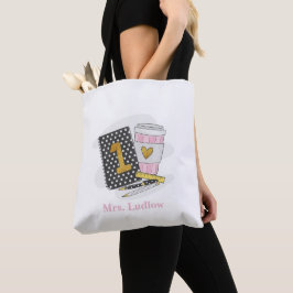 Aangepaste zwarte eerste klas leraar waardering tote bag