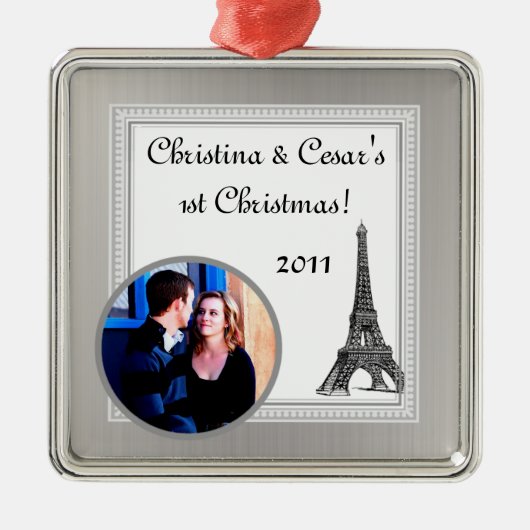 Aangepaste zwarte Eiffeltower voor sierdoeleinden Metalen Ornament (Voorkant)