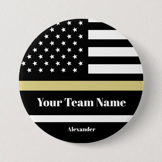 Aangepaste zwarte en gouden Amerikaanse vlag met t Ronde Button 7,6 Cm (Voorkant)