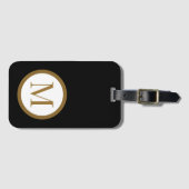 Aangepaste zwarte en gouden middenzegel bagagelabel (Voorkant (horizontaal))