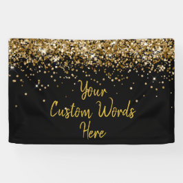 Aangepaste Zwarte en Gouden Verjaardagsfeest Fotoh Spandoek