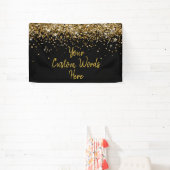 Aangepaste Zwarte en Gouden Verjaardagsfeest Fotoh Spandoek (Insitu)