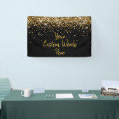 Aangepaste Zwarte en Gouden Verjaardagsfeest Fotoh Spandoek (Beurs)