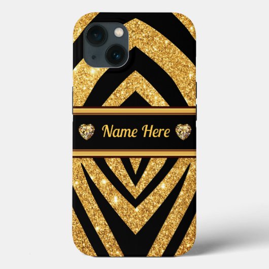 Aangepaste zwarte en gouden zebra Print Phone Case (Achterkant)