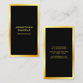Aangepaste zwarte en goudmatige, elegante Sjabloon Visitekaartje (Voorkant / Achterkant)