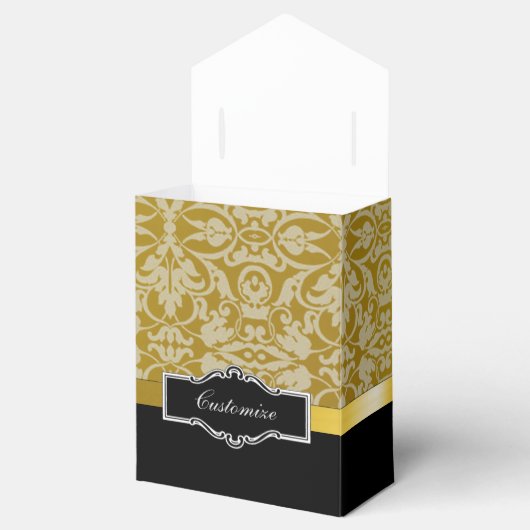 Aangepaste zwarte en goudvrije tas bedankdoosjes (Geopend)