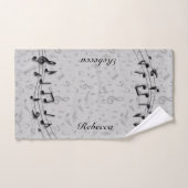 Aangepaste zwarte en grijze muzieknotities bad handdoek (Handdoek)