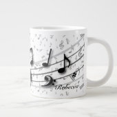 Aangepaste zwarte en grijze muzieknotities grote koffiekop (Rechts)