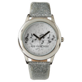 Aangepaste zwarte en grijze muzieknotities horloge