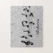 Aangepaste zwarte en grijze muzieknotities legpuzzel (Verticaal)