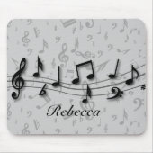 Aangepaste zwarte en grijze muzieknotities muismat (Voorkant)