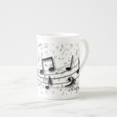 Aangepaste zwarte en grijze muzieknotities porselein kop (Voorkant rechts)