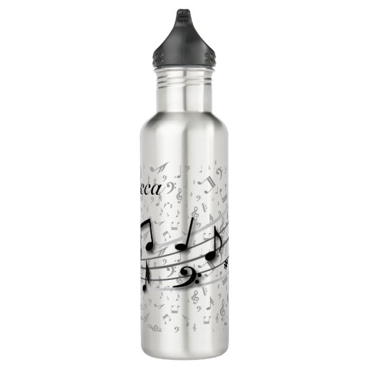 Aangepaste zwarte en grijze muzieknotities waterfles (Rechts)