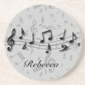 Aangepaste zwarte en grijze muzieknotities zandsteen onderzetter (Voorkant)