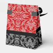 Aangepaste zwarte en rode Damask-draagtas Bedankdoosjes (Achterkant)