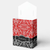Aangepaste zwarte en rode Damask-draagtas Bedankdoosjes (Geopend)