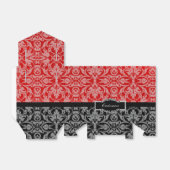 Aangepaste zwarte en rode Damask-draagtas Bedankdoosjes (Uitgevouwen)
