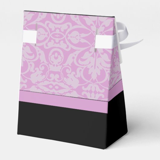 Aangepaste zwarte en roze Damasdoos Bedankdoosjes (Achterkant)