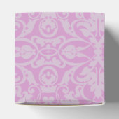 Aangepaste zwarte en roze Damask Cube Favor Box Bedankdoosjes (Bovenkant)