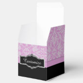 Aangepaste zwarte en roze Damask Cube Favor Box Bedankdoosjes (Geopend)
