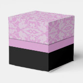 Aangepaste zwarte en roze Damask Cube Favor Box Bedankdoosjes (Achterkant)