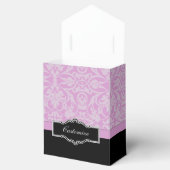 Aangepaste zwarte en roze Damask-draagtas Bedankdoosjes (Geopend)