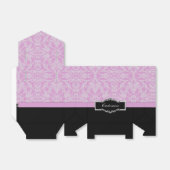 Aangepaste zwarte en roze Damask-draagtas Bedankdoosjes (Uitgevouwen)