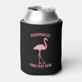 Aangepaste zwarte en roze flamingovogel koelboxxen blikjeskoeler (Blikje Voorkant)