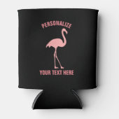 Aangepaste zwarte en roze flamingovogel koelboxxen blikjeskoeler (Voorkant)