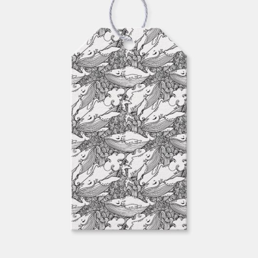 Aangepaste Zwarte En Witte Bultrugwalvis Cadeaulabel (Voorkant)