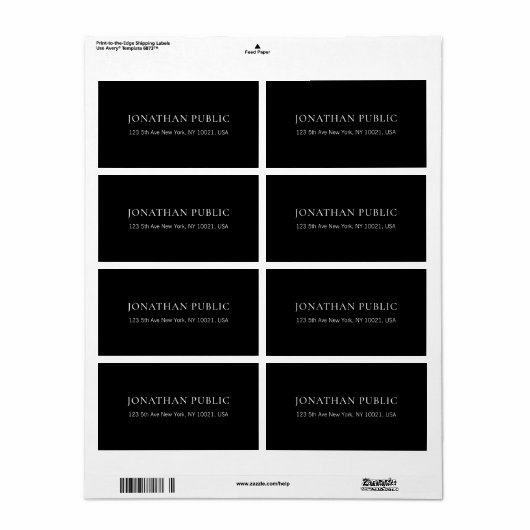 Aangepaste zwarte en witte eenvoudige Sjabloon Etiket (Full Sheet)