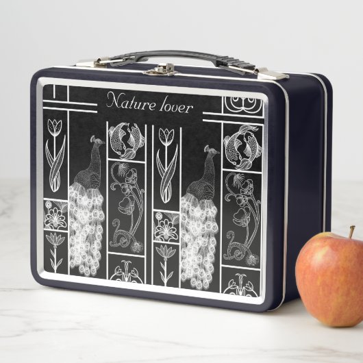 Aangepaste zwarte en witte elegante lunchbox (In situ)