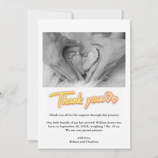 Aangepaste zwarte en witte foto. Gepersonaliseerde Aankondiging (Achterkant)