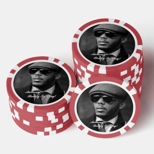 Aangepaste Zwarte En Witte Foto Moderne Gepersonal Poker Chips (Opstapeling)