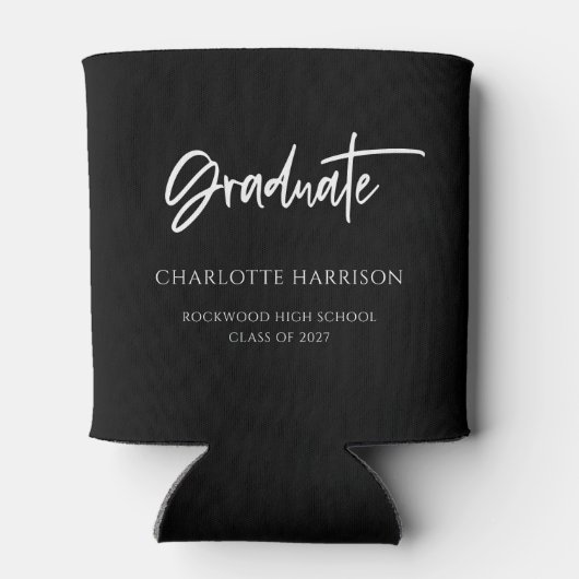 Aangepaste zwarte en witte graduatie blikjeskoeler (Achterkant)