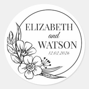 Aangepaste Zwarte en Witte Huwelijk Maak Je Eigen Ronde Sticker