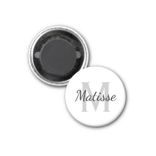 Aangepaste zwarte en witte monogram kleine ronde k magneet
