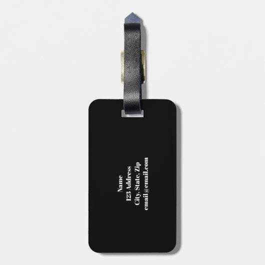 Aangepaste zwarte en witte naam Stripe Bagagelabel (Achterkant verticaal)