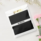 Aangepaste zwarte en witte naam Stripe Bedankzakje (Gezegeld)