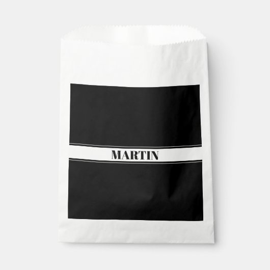 Aangepaste zwarte en witte naam Stripe Bedankzakje (Voorkant)