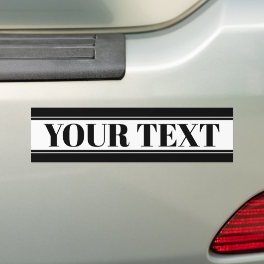 Aangepaste zwarte en witte naam Stripe Bumpersticker (Op auto)