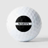Aangepaste zwarte en witte naam Stripe Golfballen (Voorkant)