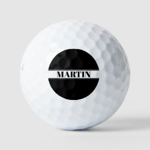 Aangepaste zwarte en witte naam Stripe Golfballen