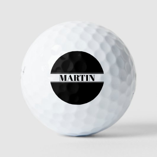 Aangepaste zwarte en witte naam Stripe Golfballen (Voorkant)