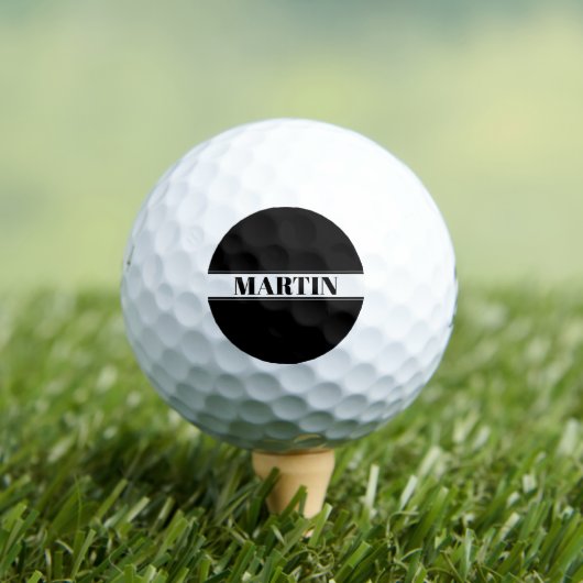 Aangepaste zwarte en witte naam Stripe Golfballen (Insitu Shirt)
